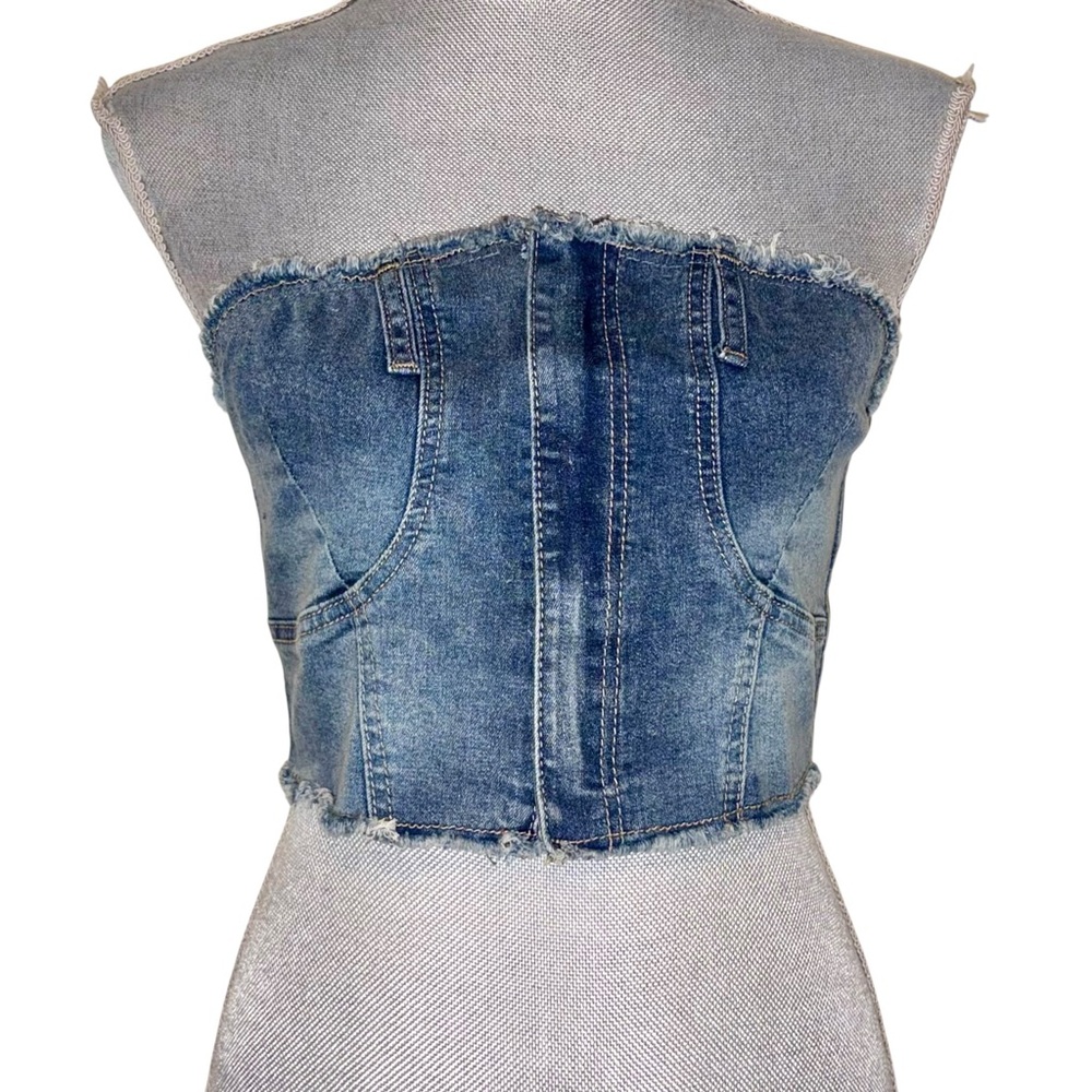 Fashion Nova Denim Strapless Corset Top